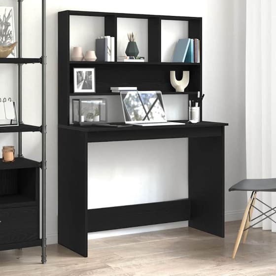 Γραφείο VidaXL με Ράφια από Τεχνητό Ξύλο 102x45x148 cm - Μαύρη Δρυς image 2