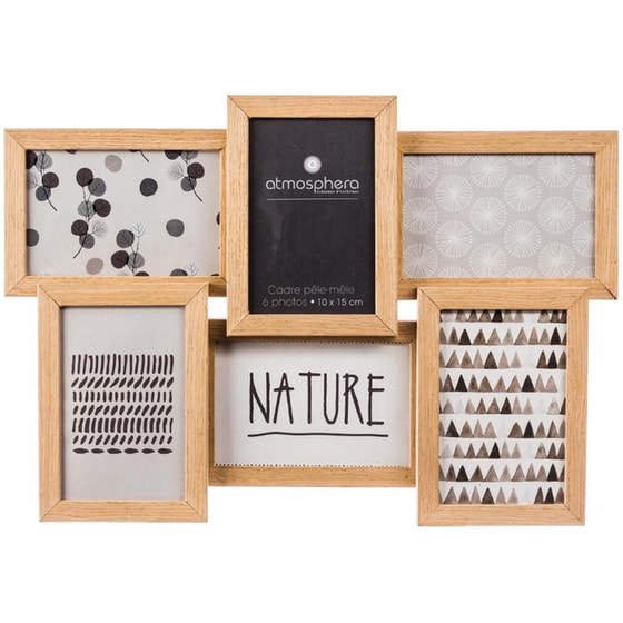Κορνίζα Τοίχου Spitishop 6 Θέσεων από MDF 44.5x31.5cm - Φυσικό image 0