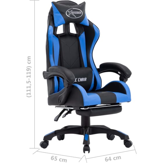 Καρέκλα Gaming VidaXL από Τεχνητό Δέρμα - Μαύρη/Μπλε image 7