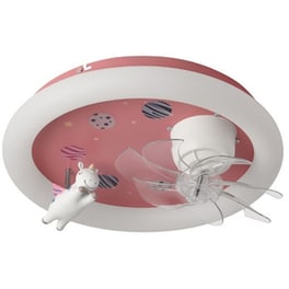 EUROLAMP 300-25059 Παιδικός Ανεμιστήρας Οροφής  Με Φως Led  Τηλεχειριστήριο 50εκ. Μονόκερος Ροζ