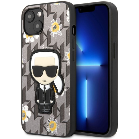 Θήκη Apple iPhone 13 - Karl Lagerfeld Flower Mono Ikonik Patch Case - Grey image 1