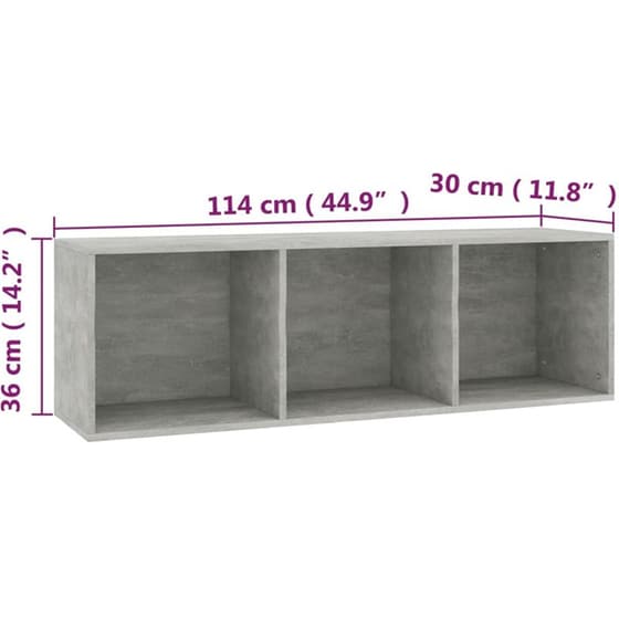 Βιβλιοθήκη VidaXL από Μοριοσανίδα  36x30x114 cm  - Γκρι image 12