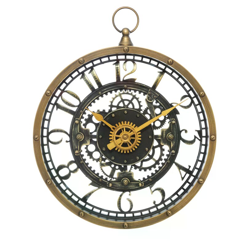 Αναλογικό Ρολόι Spitishop Τοίχου Φ27×5 cm – Μαύρο/Χρυσό