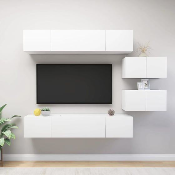 Έπιπλα Τηλεόρασης VidaXL Μοριοσανίδα 6 Τμχ 80x30x30cm - Λευκό image 2