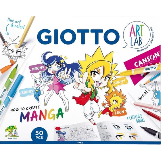 Σετ Δημιουργίας Giotto Art Lab How to Create Manga 50 Τεμάχια image 0