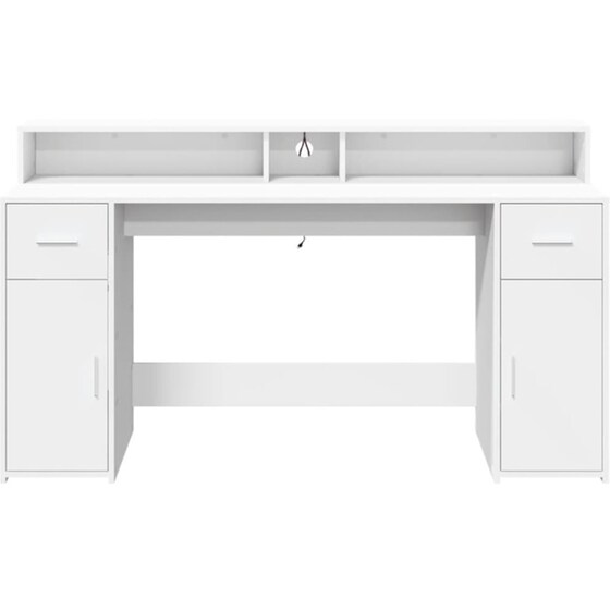 Γραφείο VidaXL με LED από Επεξεργασμένο Ξύλο 160x55x91 cm - Λευκό image 5