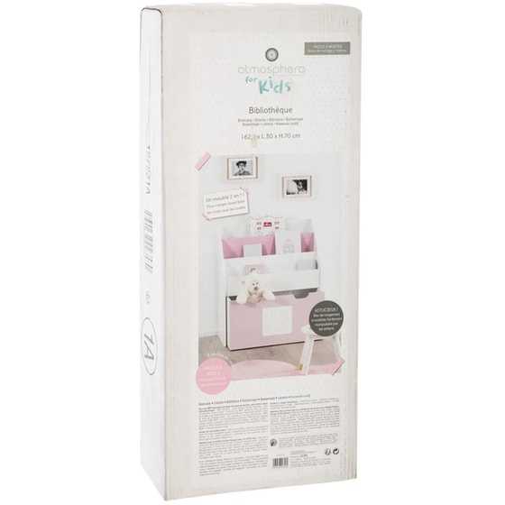 Παιδική Βιβλιοθήκη Atmosphera Rose 127221a Με Συρτάρι MDF 62.7x30x70 cm - Λευκό / Ροζ image 4