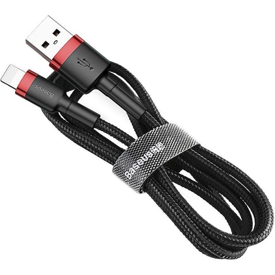 Baseus Cafule Cable Durable Nylon Braided Wire USB  Lightning 2.4Α 1m - Μαύρο/Κόκκινο image 0