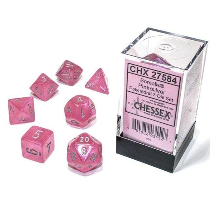 Borealis Luminary Pink/silver Polyhedral 7-die Set (csx27584)
