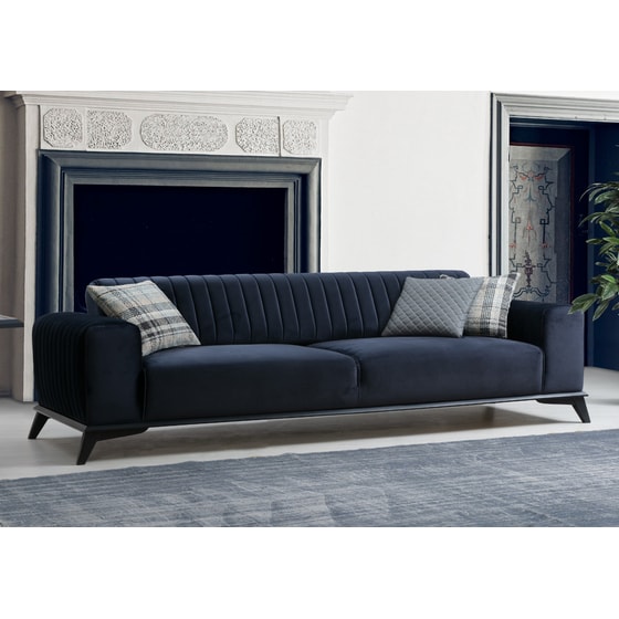Τριθέσιος Καναπές 24Mall Carrara 220x92 cm - Μπλε image 1