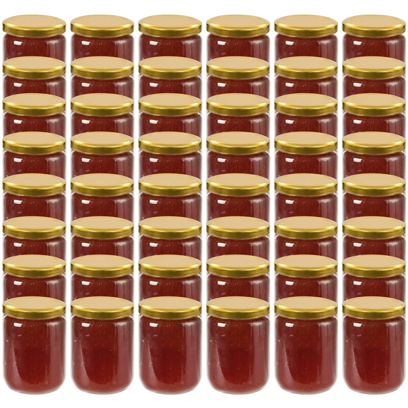 Βάζο Αποθήκευσης Τροφίμων Vidaxl Γυάλινο 230ml 48 Τμχ - Διάφανο/Χρυσό