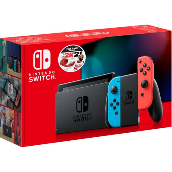 Nintendo Switch 2019 Neon Blue/Neon Red & NBA 2K21 Bundle image 0