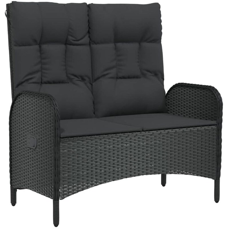 VIDAXL Παγκάκι Κήπου VidaXL με Μαξιλάρια από Συνθετικό Ρατάν 107x62.5x109 cm - Μαύρο