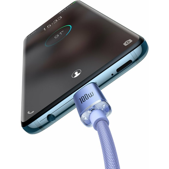 Καλώδιο δεδομένων Baseus Crystal Shine Series Usb-C to Usb-C 100W 1.2m - Lilac image 2