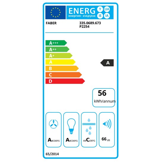 FABER 335.0689.673 BEAT WALL F42 BK MATT Απορροφητήρας Καμινάδα - Τζάκι 45 cm - Μαύρο image 3