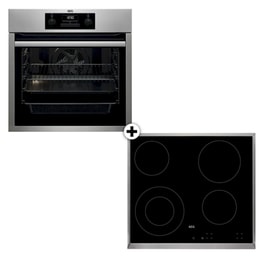 AEG HK624010XB & BES33111XM Eντοιχιζόμενο Σετ Φούρνος και Εστία 72 Lt Inox