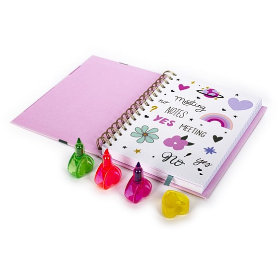 Σημειωματάριο Posh+Pop Flowers Με Αυτοκόλλητα & Υπογραμμιστές image 4