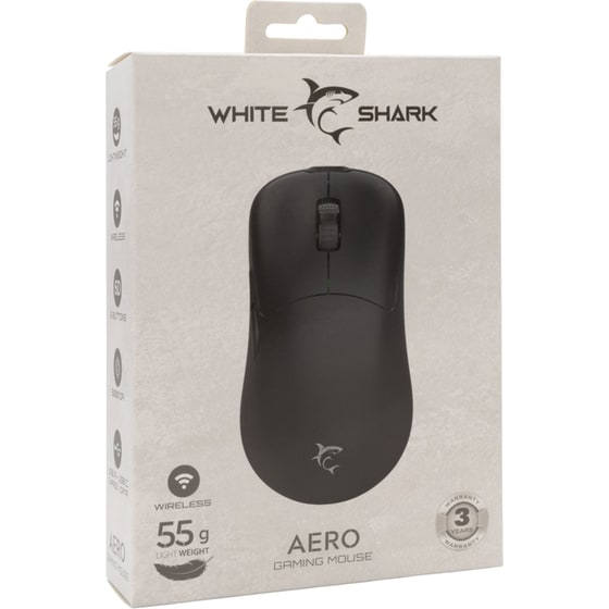 White Shark  AERO Gaming Ασύρματο Ποντίκι - Μαύρο image 6