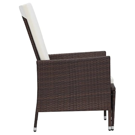 Πολυθρόνα Κήπου Vidaxl Ανακλινόμενη από Συνθετικό Ρατάν με Μαξιλάρια 62x131x106cm - Καφέ image 4
