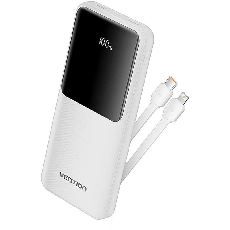 Powerbank Vention XGYW0-40-TY με ενσωματωμένα καλώδια Lightning/USB-C 20.000mAh 22.5W - White
