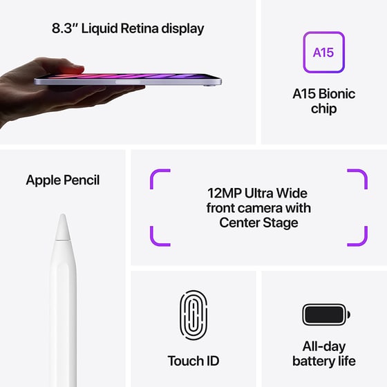 Apple iPad Mini 6th Gen 64GB WiFi - Purple image 4