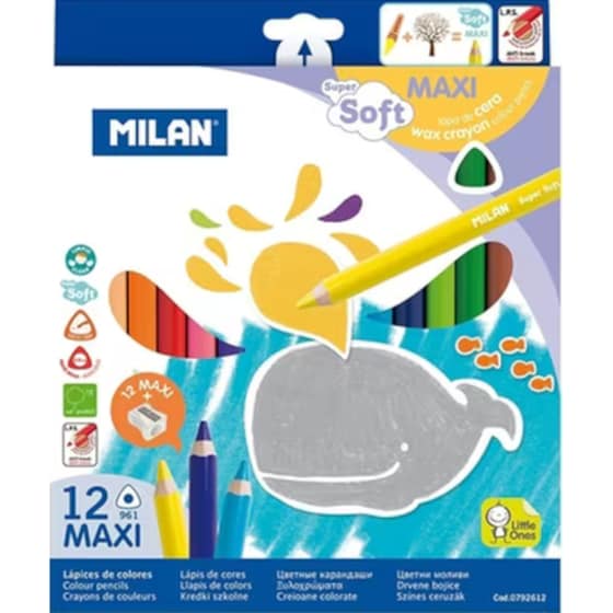 Ξυλομπογιές Milan Maxi Super Soft 12 Τεμάχια image 0