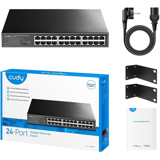 Cudy GS1024 Network Switch Unmanaged L2 Gigabit Ethernet (1000 Mbps) 24-Port Metal image 3