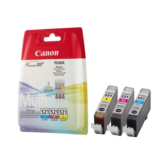 Canon CLI-521 Κυανό / Ματζέντα / Κίτρινο Πακέτο 3 Μελανιών Εκτυπωτή 2934B010 image 1