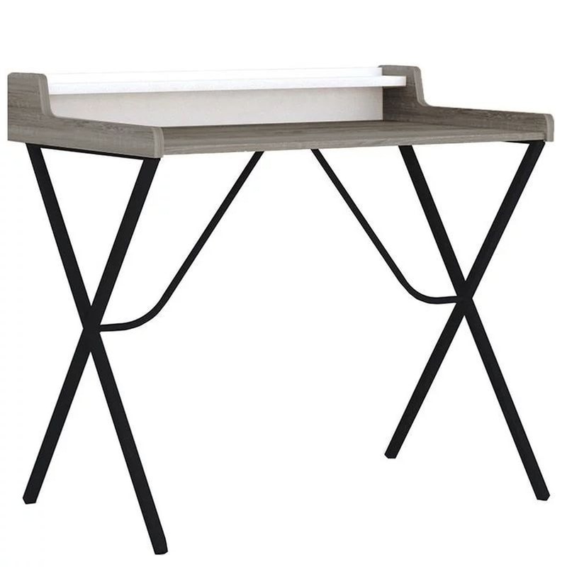 ESMARKET Γραφείο Μελέτης ArteLibre Yucca Cement από Μελαμίνη 100x60cm - Γκρι/Μαύρο