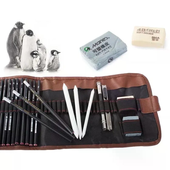 Σετ Επαγγελματικού Σχεδίου Aria Trade Υφασμάτινη Θήκη (29 Τεμάχια) image 3