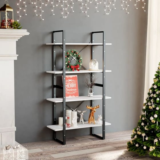 Βιβλιοθήκη VidaXL από Μοριοσανίδα 80x30x140cm - Λευκό/Μαύρο image 5