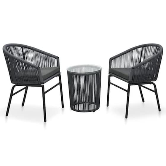 Vidaxl Σετ Επίπλων Bistro 3 Τεμαχίων Ανθρακί Ρατάν Pvc Με Μαξιλάρια image 1