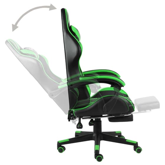 Καρέκλα Gaming VidaXL Racing με Υποπόδιο από Τεχνητό Δέρμα - Μαύρη/Πράσινη image 3