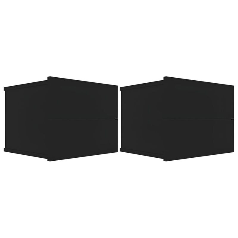 Κομοδίνο Vidaxl Από Μοριοσανίδα 2τμχ 40x30x30 cm - Μαύρο