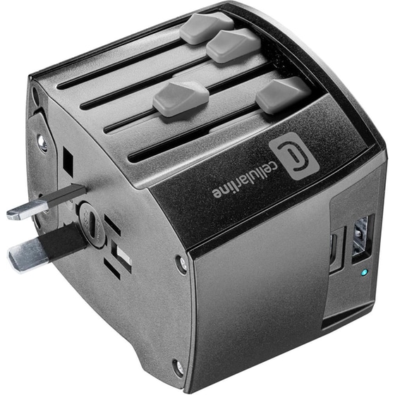 Φορτιστής Πρίζας Cellular Line Multi-plug Travel Adapter USB-C/USB-A - Μαύρο image 3