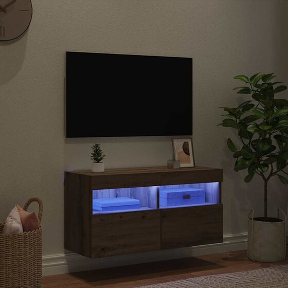 Έπιπλο Τηλεόρασης VidaXL Επιτοίχιο με LED 80 x 30 x 40 cm - Artisan Δρυς image 4
