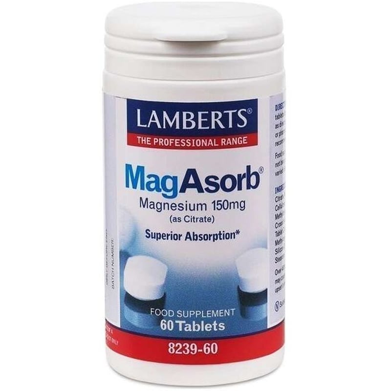 LAMBERTS Ειδικό Συμπλήρωμα Διατροφής Lamberts - Magasorb Magnesium (as Citrate) 150mg - 60 Ταμπλέτες