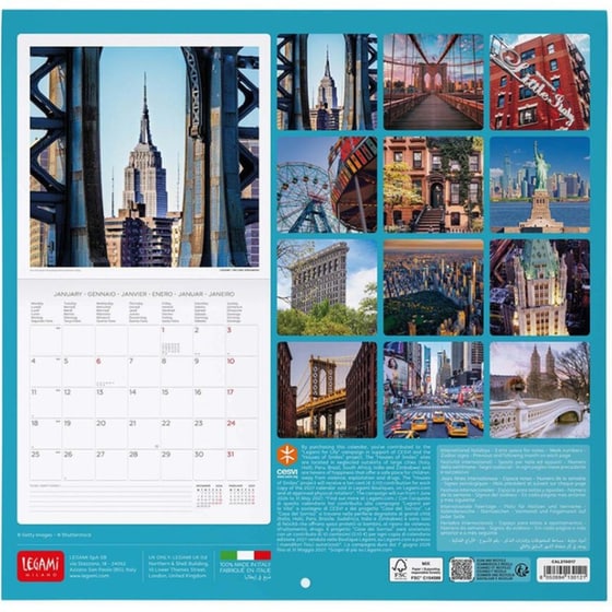 Ημερολόγιο Τοίχου Μηνιαίο 2027 Legami 12M New York 30 x 29 cm image 2