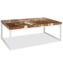 Τραπεζάκι Σαλονιού VidaXL από Ξύλο Teak 110x60x40cm - Καφέ/Λευκό