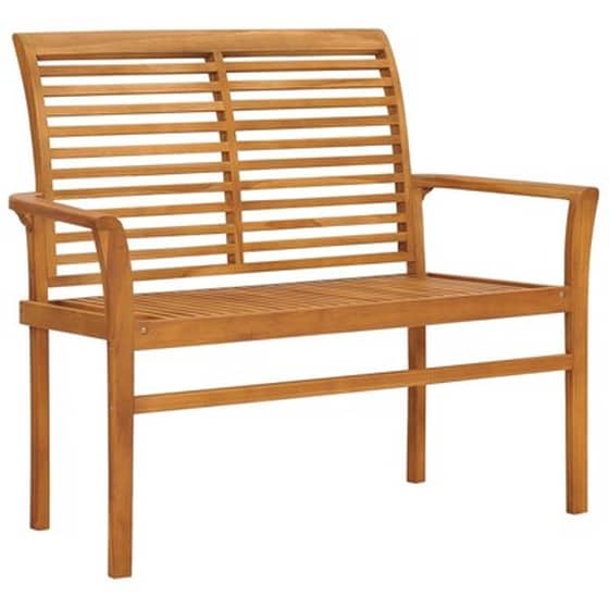 Παγκάκι Κήπου VidaXL με Μαξιλάρι από Μασίφ Ξύλο Teak 112x55x94 cm - Πράσινο image 2