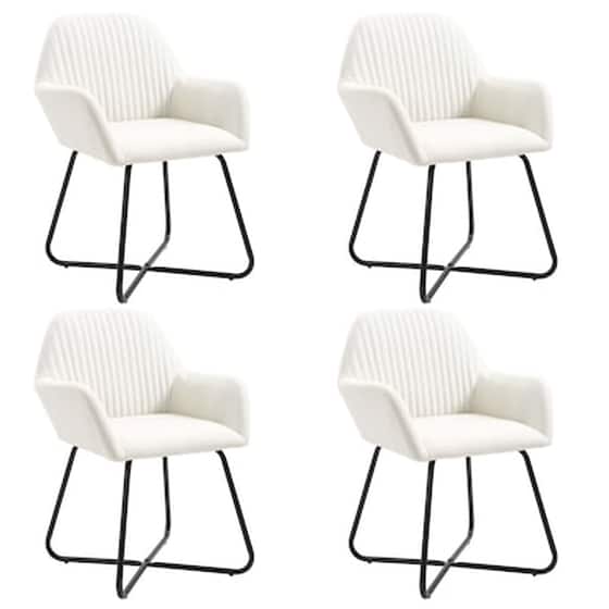 Καρέκλες Τραπεζαρίας Vidaxl  Υφασμάτινες 4 Τμχ - Κρεμ image 0