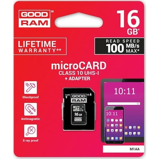 GoodRAM M1AA microSDHC 16GB Class 10 U1 με αντάπτορα image 1