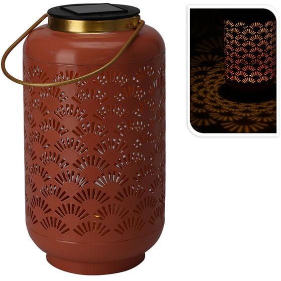 Ηλιακό Φανάρι Spitishop Μεταλλικό 13x23.5cm - Τερακότα/Χρυσό image 0