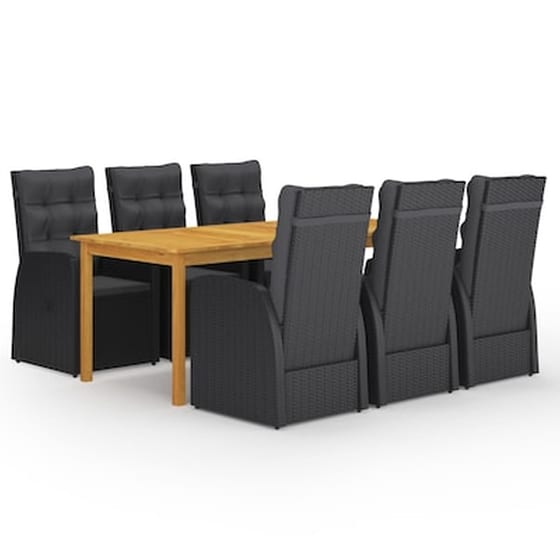 Vidaxl Σετ Τραπεζαρίας Κήπου 7 Τεμαχίων Μαύρο image 1