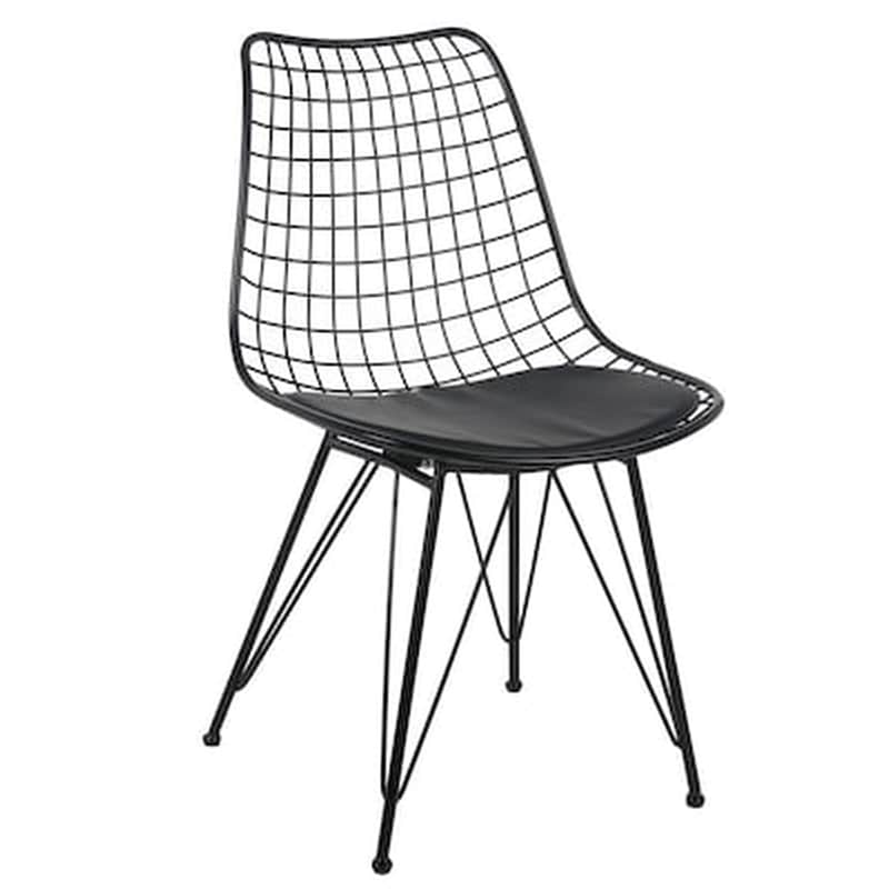 ESMARKET Καρέκλα Esmarket Μεταλλική Fagus Με Μαξιλάρι 49x58x83.5cm - Μαύρο