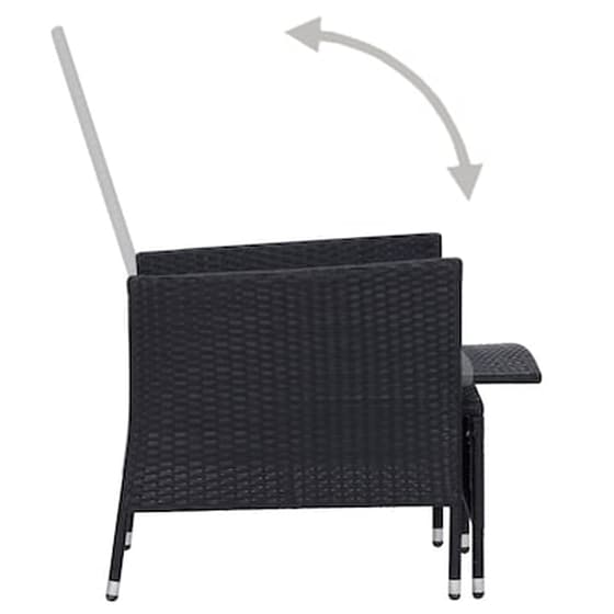 Πολυθρόνα Κήπου Vidaxl Ανακλινόμενη από Συνθετικό Ρατάν με Μαξιλάρια 62x131x106cm - Μαύρο image 5