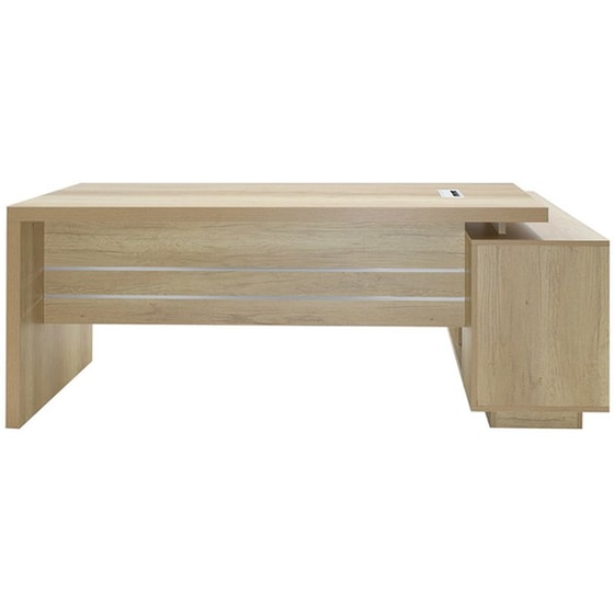 Γραφείο Γωνιακό Pakoworld Minimal Επαγγελματικό με Αριστερή Γωνία 200x170x75 cm - Μπεζ image 1