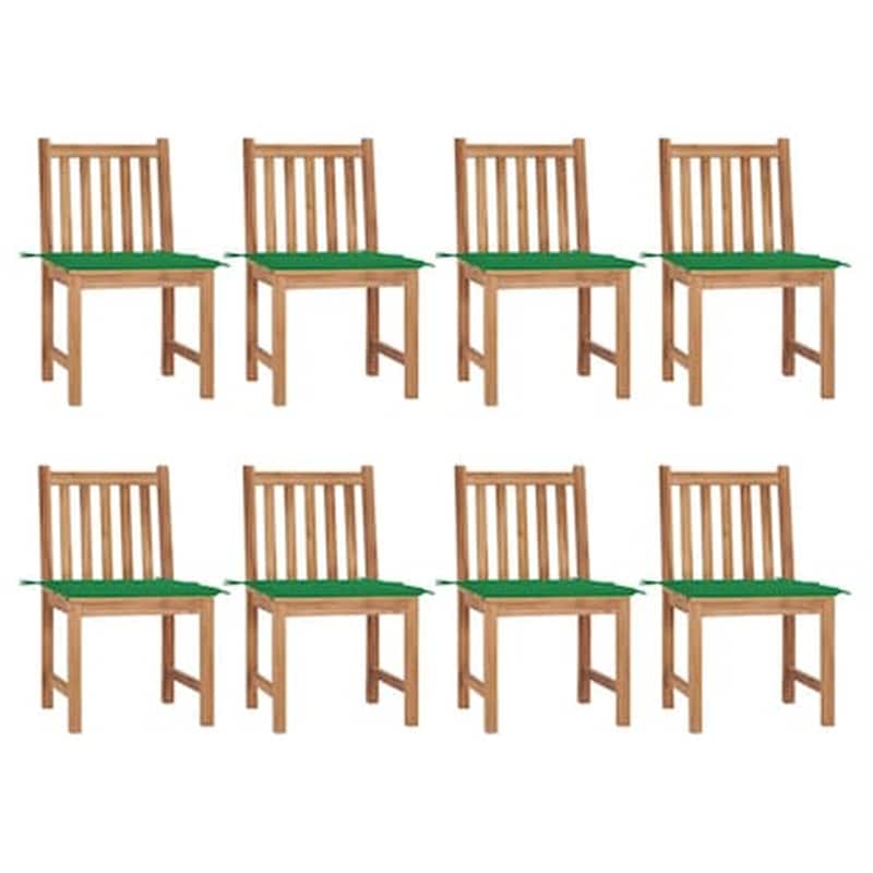 Vidaxl Καρέκλες Κήπου 8 Τεμαχίων Από Μασίφ Ξύλο Teak Με Μαξιλάρια