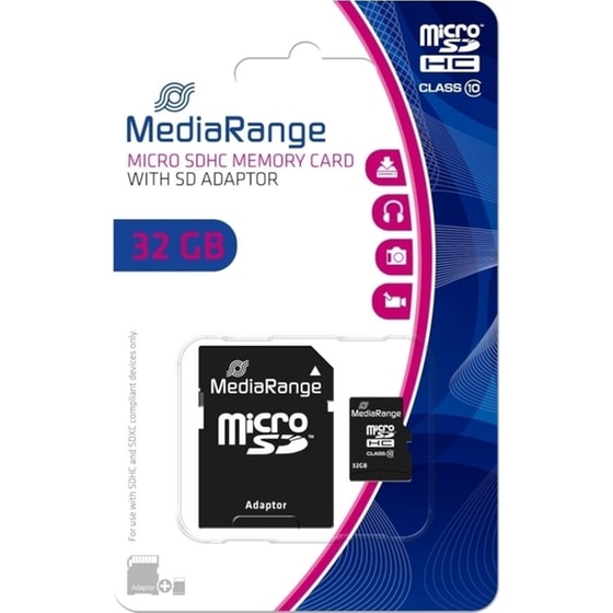 MediaRange MR959 microSDHC 32GB Class 10 A1 High Speed με αντάπτορα image 1
