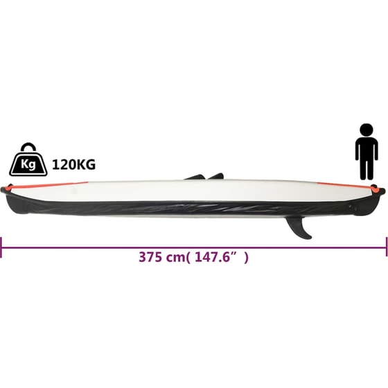 Καγιάκ Φουσκωτό Μονοθέσιο VidaXL 375cm - Κόκκινο image 10